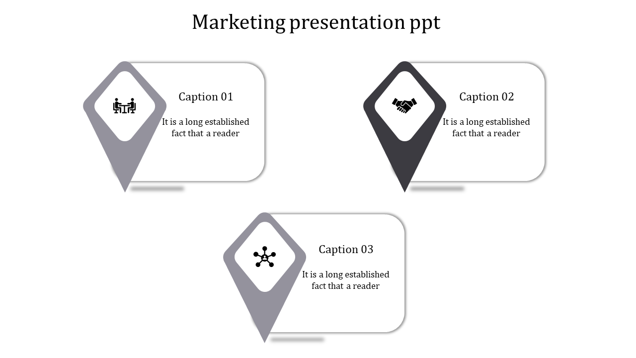 Amazing Marketing Presentation PPT With Three Nodes Slide